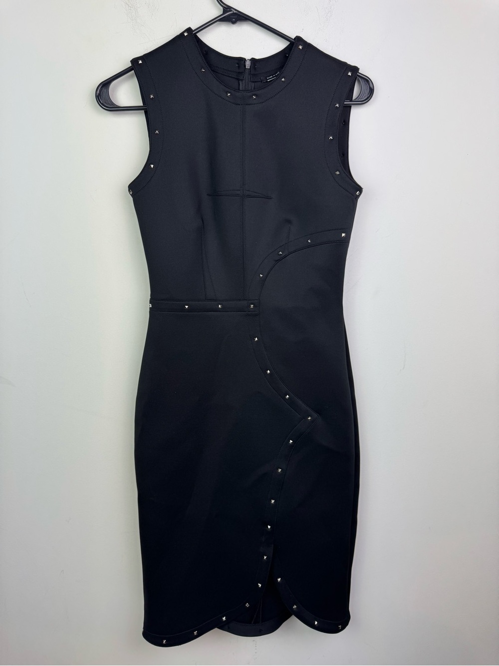 Yigal Azrouel Blafk Scuba Pencil Sleeveless Dress with Studs Size 4